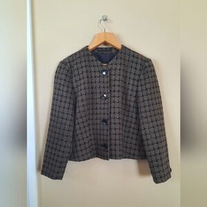 Vtg Tweed Large Button Blazer Retro Classic Chic